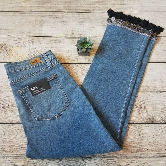 Paige Jacqueline High Rise Embellished Fringe Crop - Picture 2 of 7